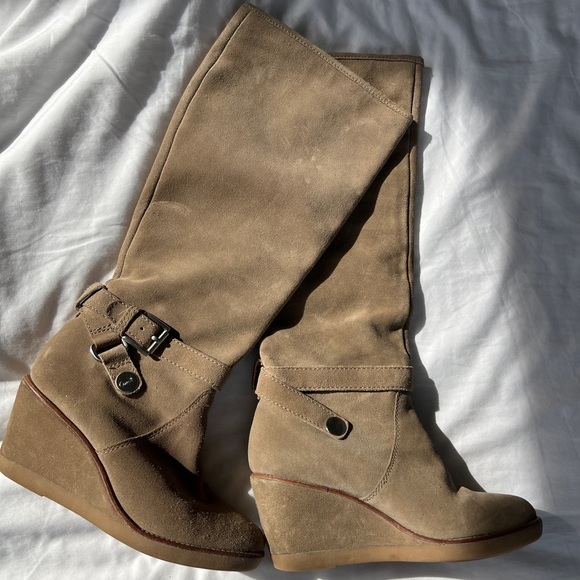 Coach Candid Suede Knee High Wedge Boots Sz 7.5 - Picture 4 of 11